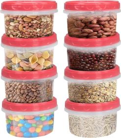 8 Ounce reuseable small plastic freezer storage container jars