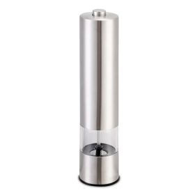 Electric Salt Pepper Grinder with Light Adjustable Coarseness Stainless Steel Salt Pepper Shaker (Option: Silver)