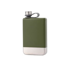 Portable Flagon Whiskey Vodka Wine Pot Hip Flask for Camping & Trip (Color: Army Green, Options: 9oz)